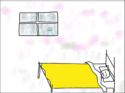 FLG at night looking thru windows